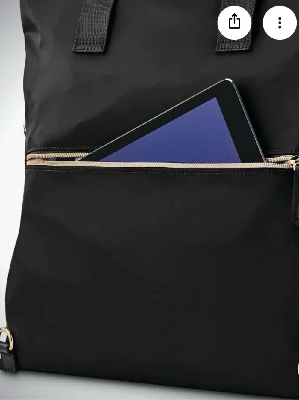 Samsonite Black Convertible Backpack Tote with Gold Accents